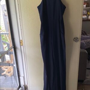 Waif size large navy blue jumpsuit with thin straps. And back zipper. EUC
